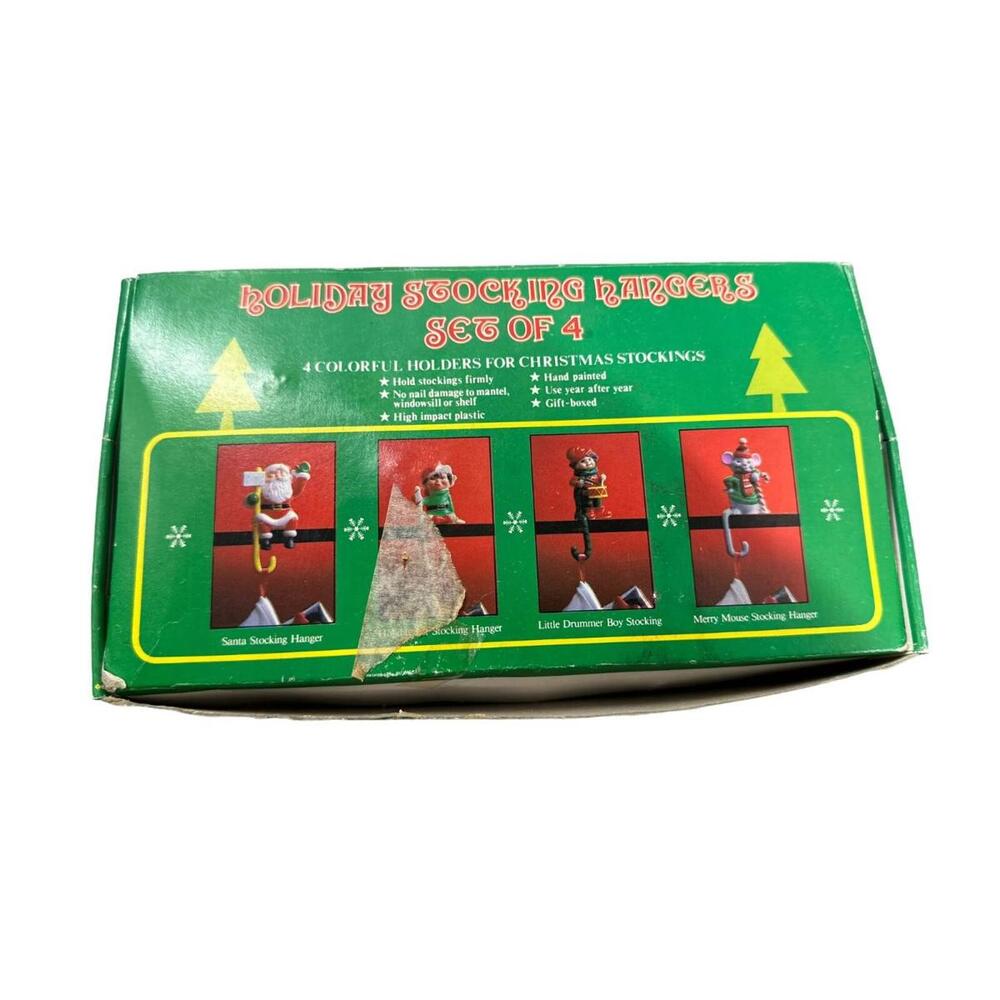 Vintage 1960's Santa Clause Christmas Stocking Holder Set of 4 JSNY Hong Kong